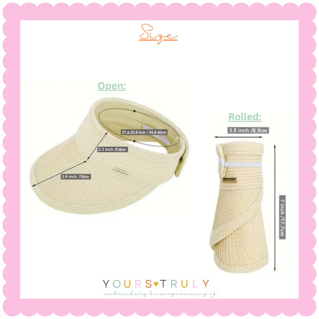 Monogrammed Packable Straw Visor