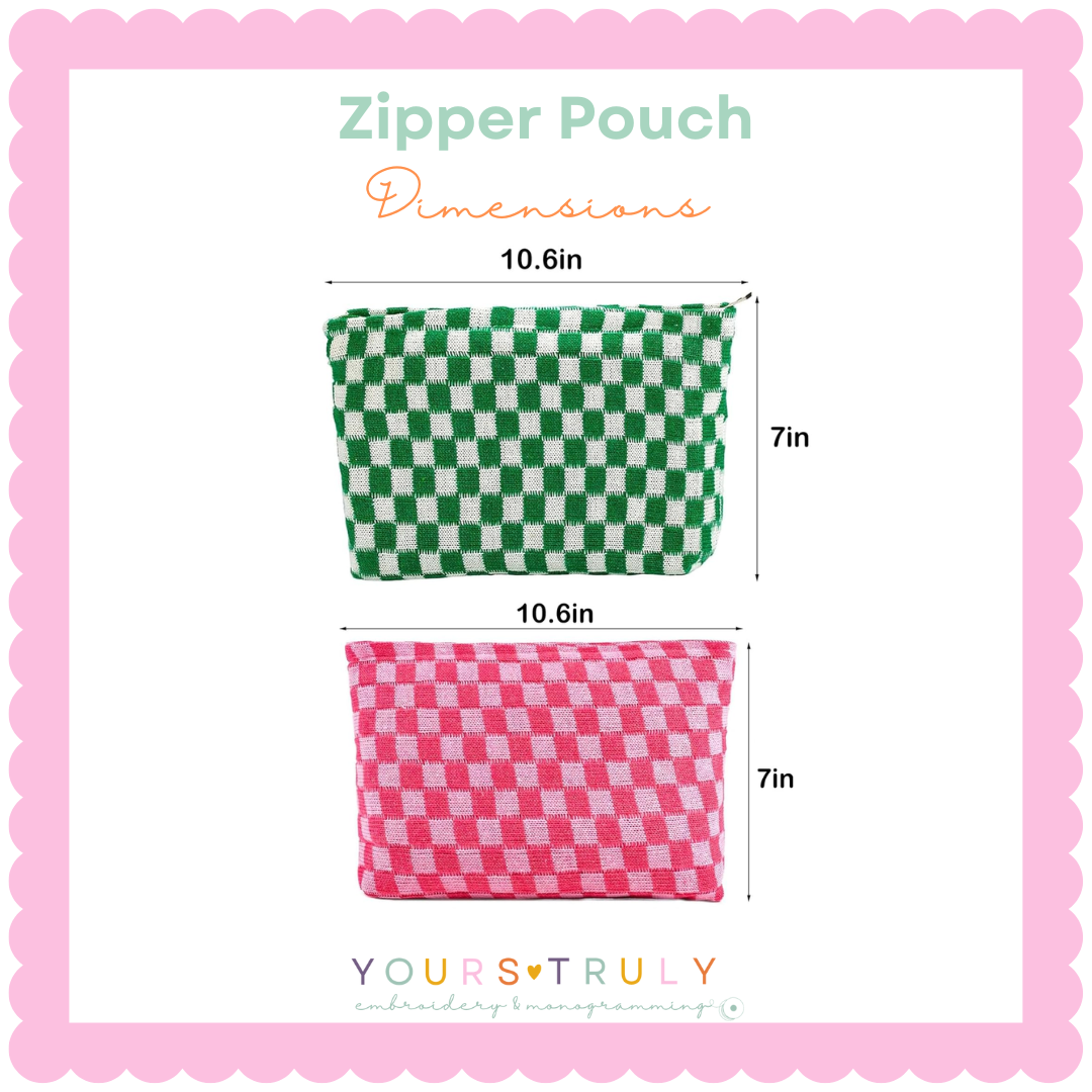 Custom Embroidered Name Checkered Zipper Pouch