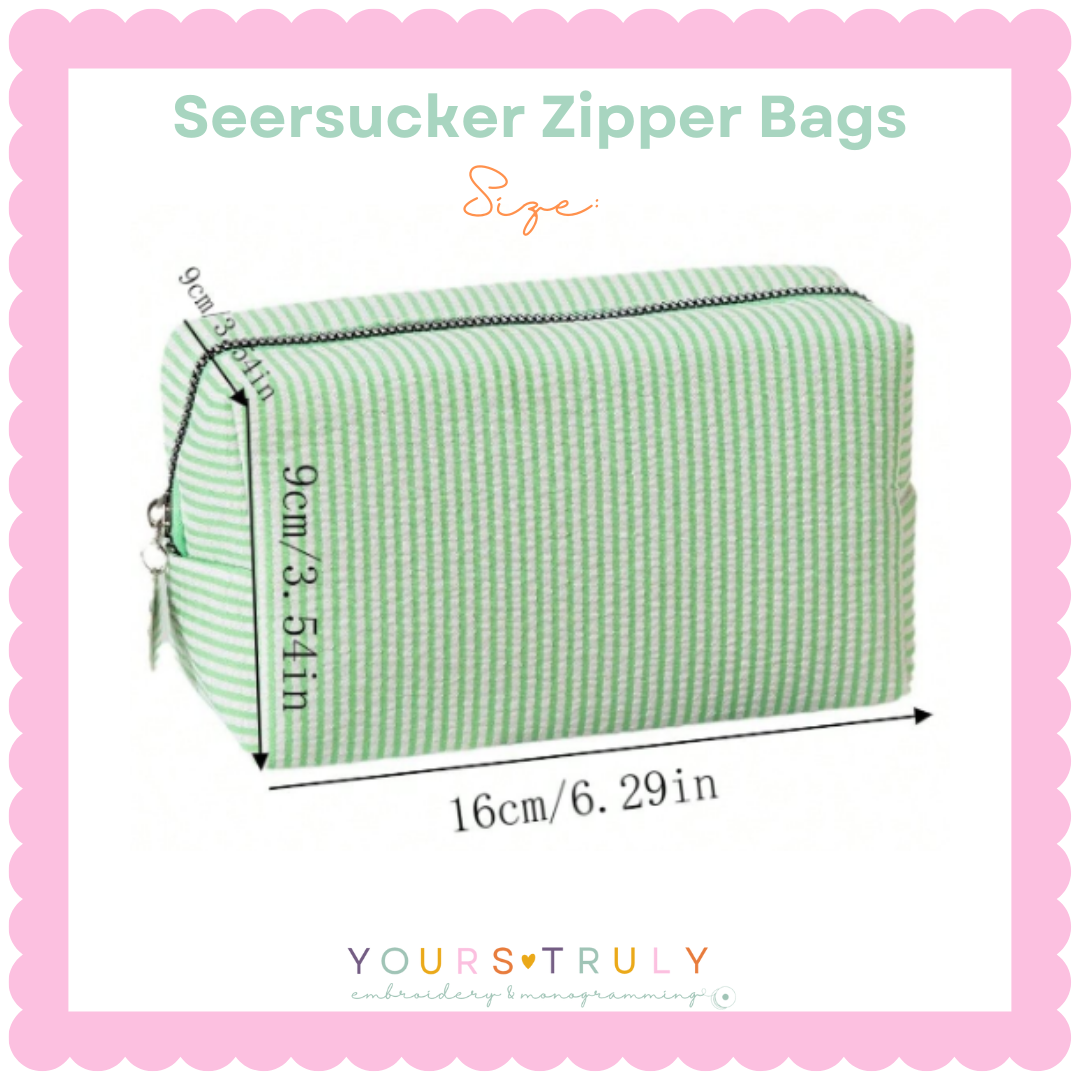 Seersucker Monogrammed Zipper Pouch