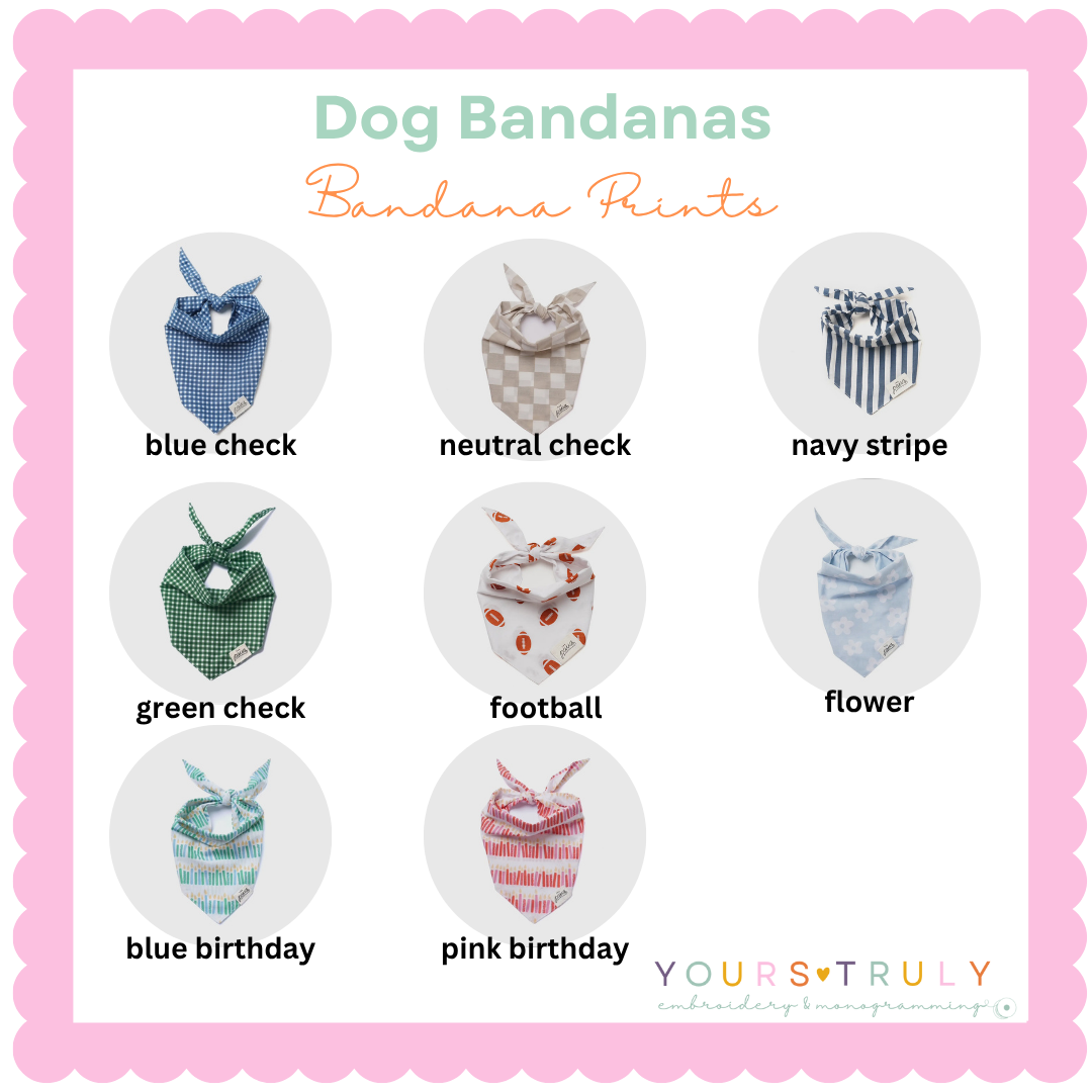Custom Embroidered Dog Bandana – Personalized Pet Accessory