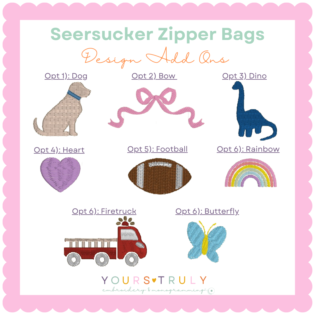 Seersucker Monogrammed Zipper Pouch