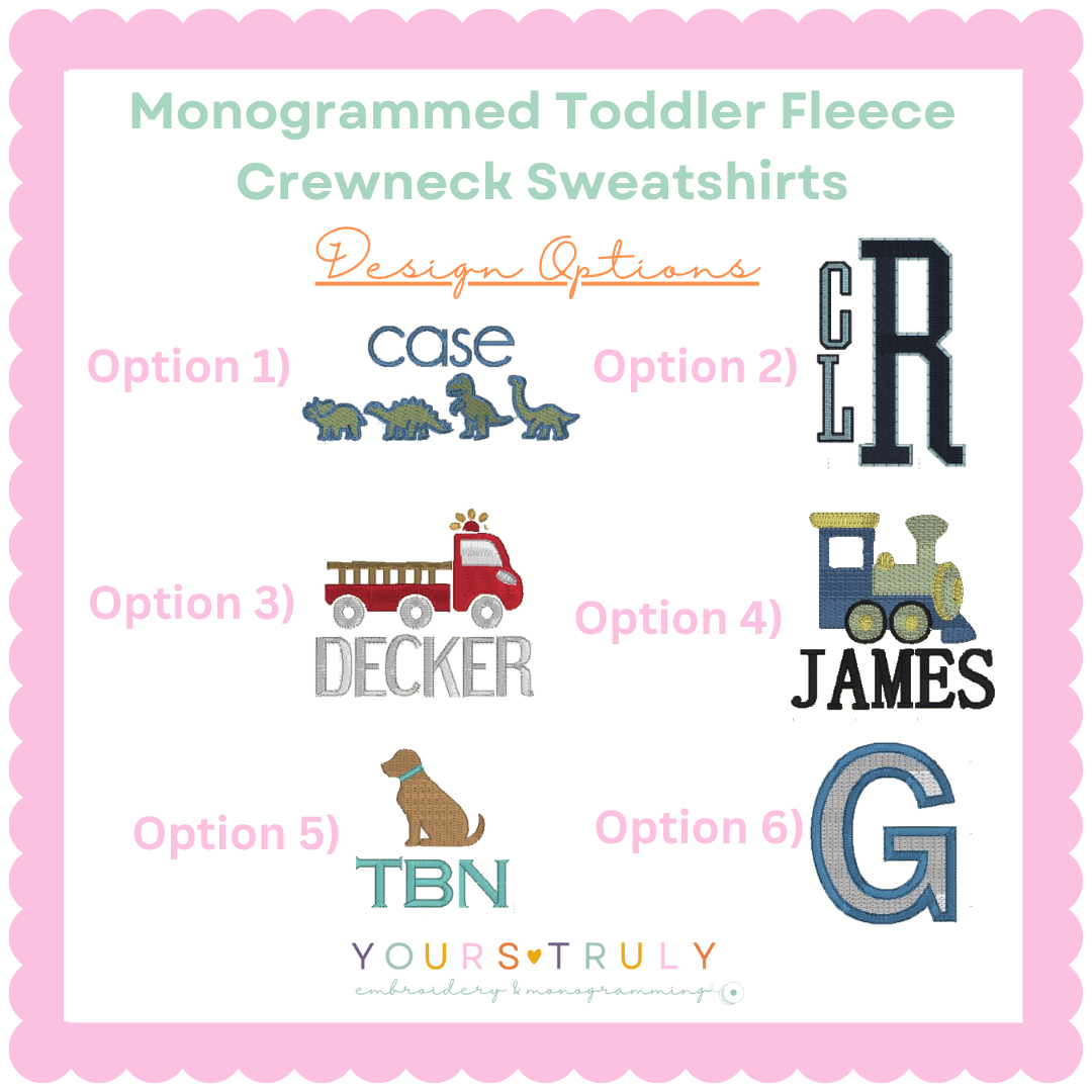 Monogrammed Boy Toddler Fleece Crewneck Sweatshirt