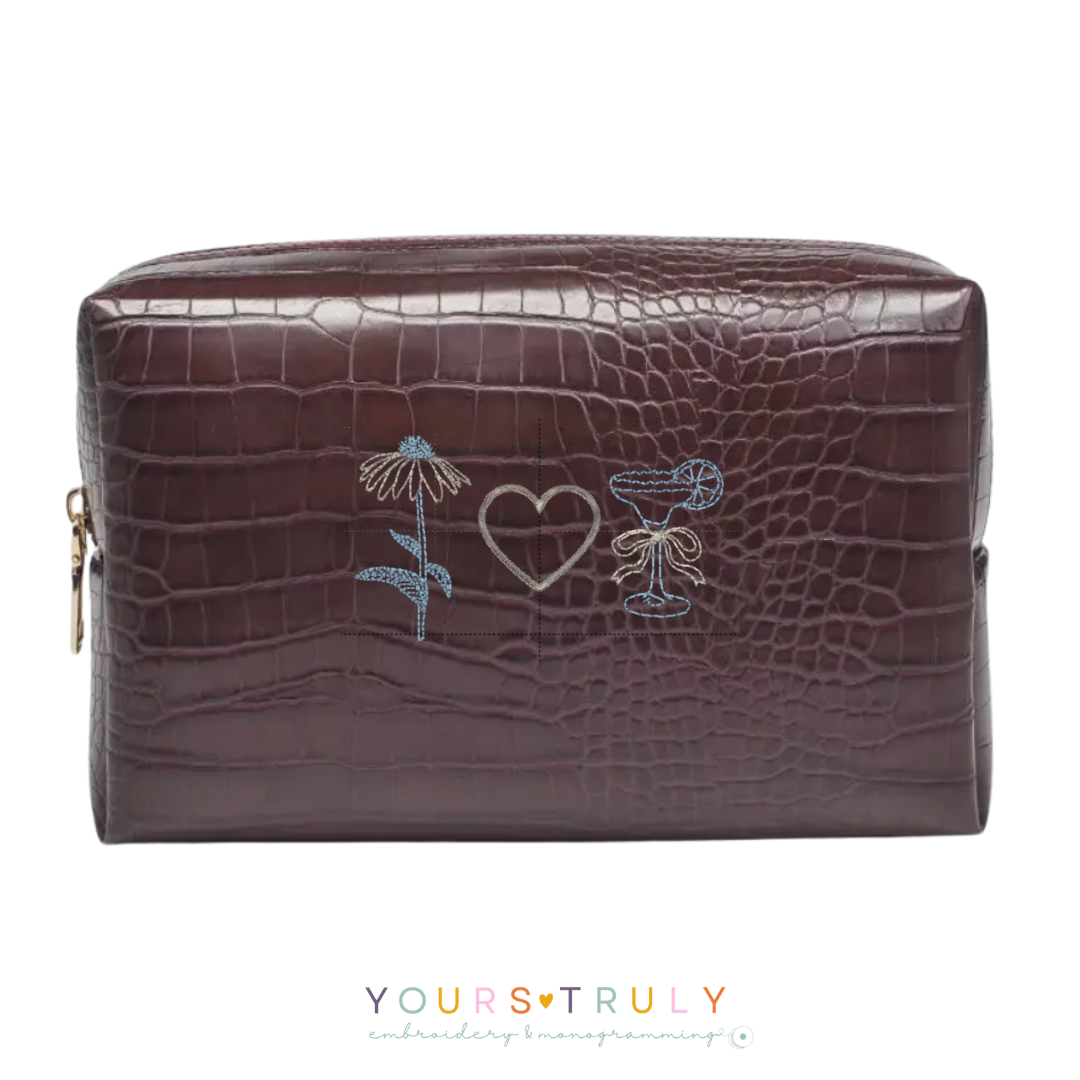 Vegan Leather Croc Cosmetic Case