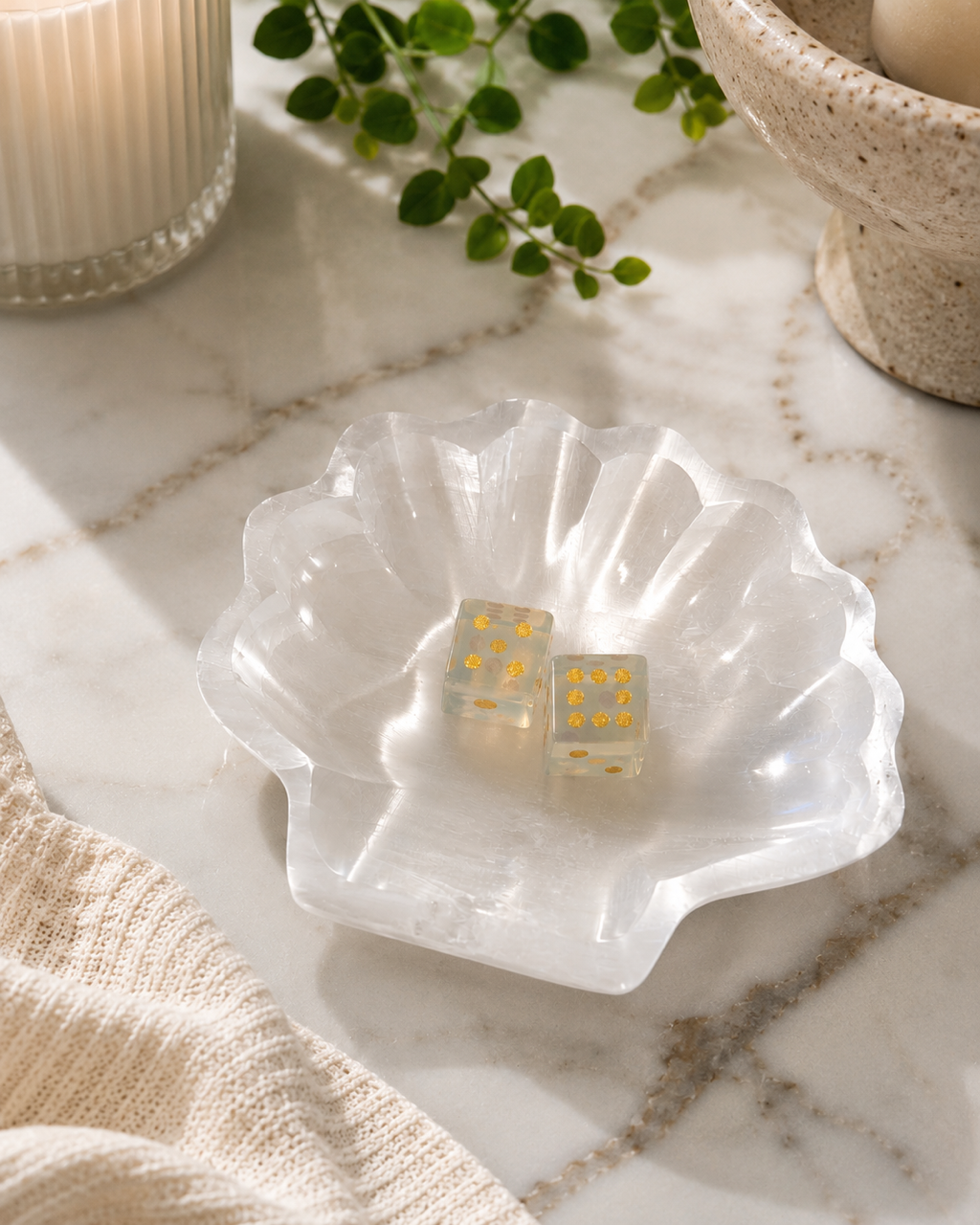 Selenite Dice Bowl