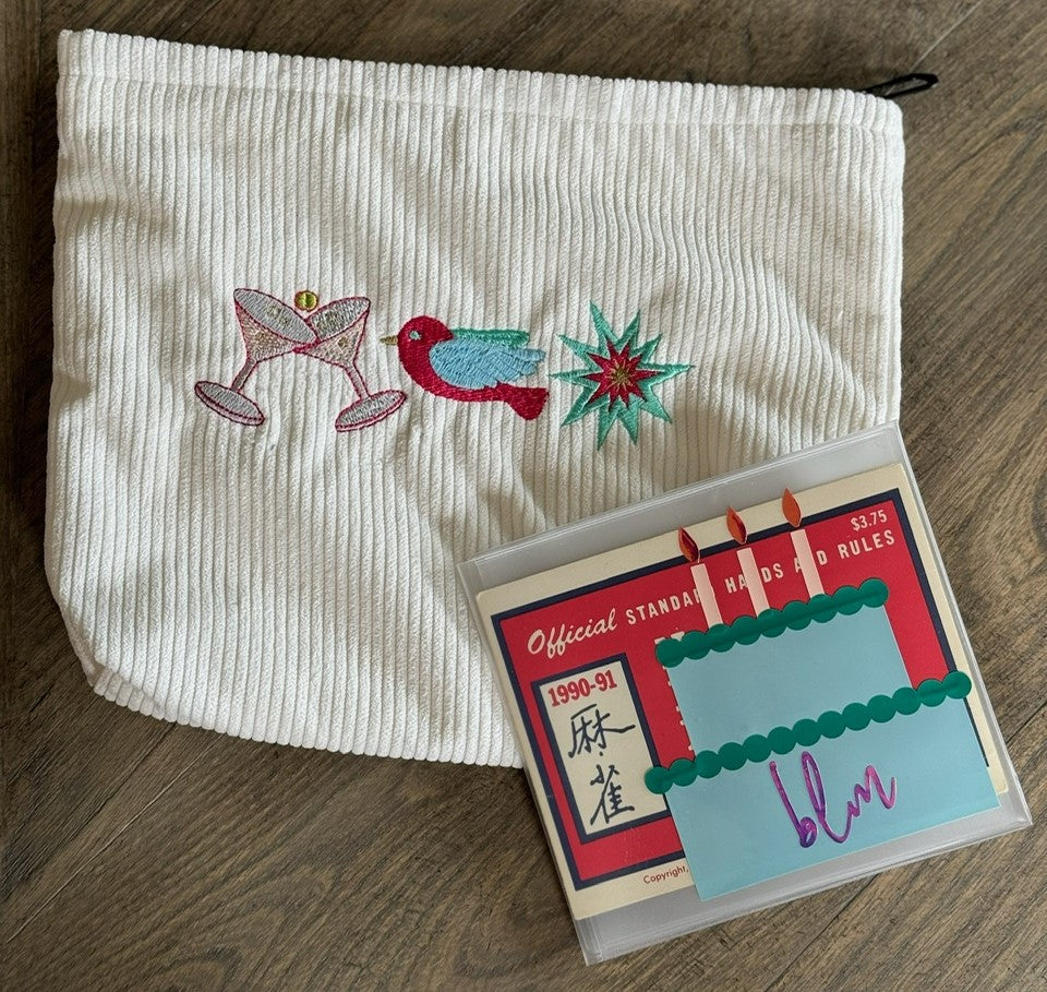 Mahjong "Cheers, Bird, Bam" Zipper Pouch WITH INITIALS
