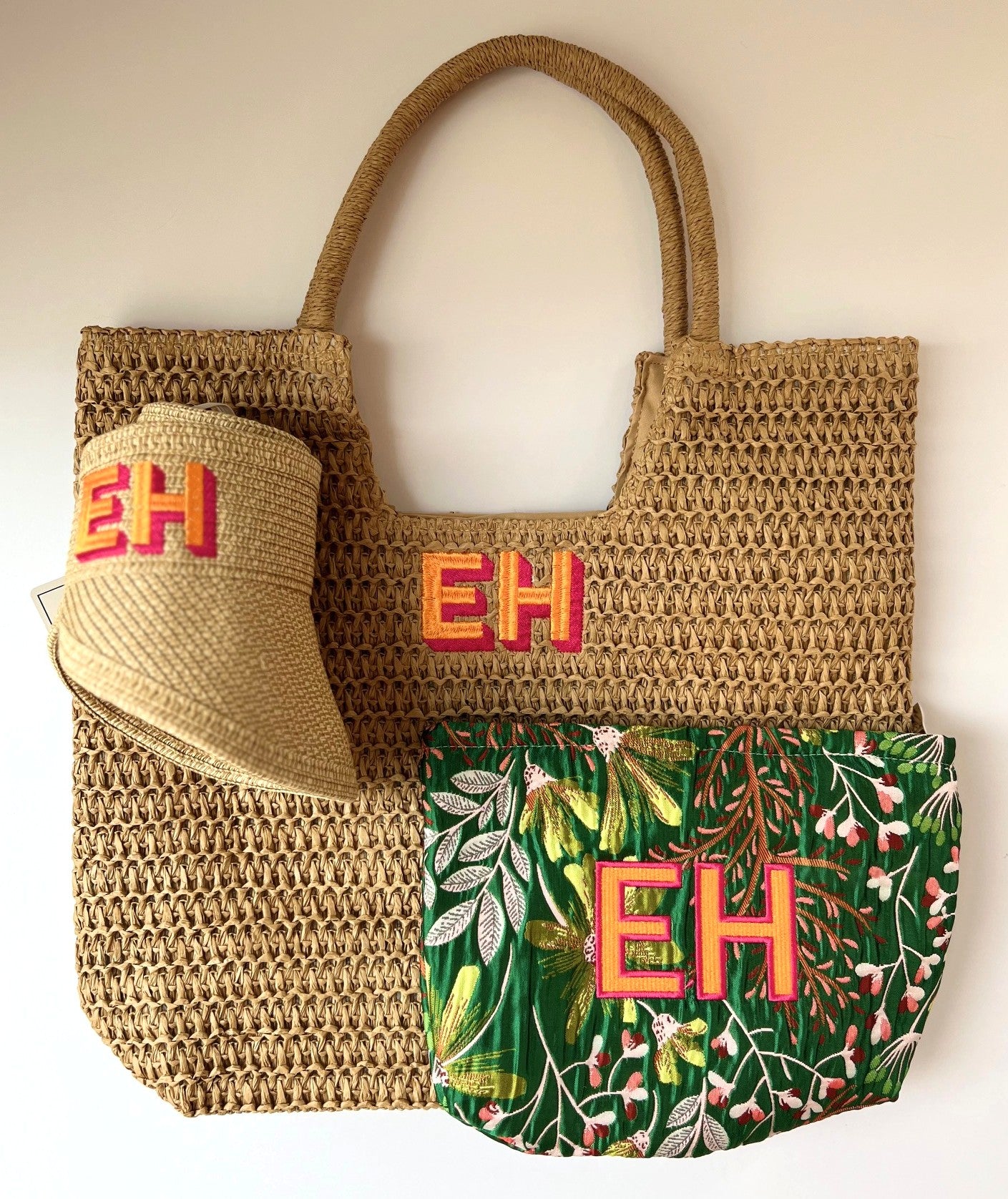 Monogrammed Packable Straw Visor