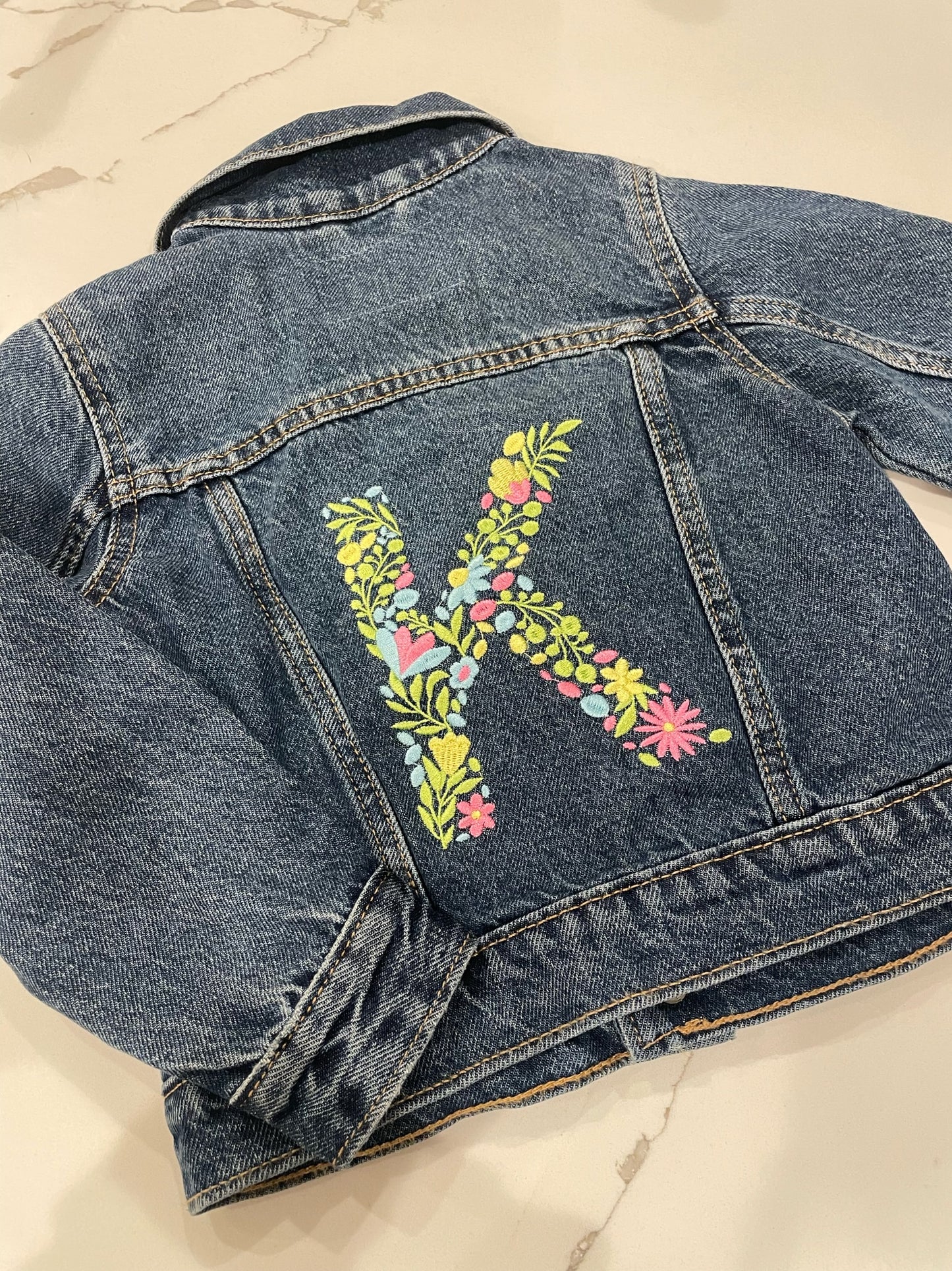 Baby/Toddler Floral Initial Jean Jacket