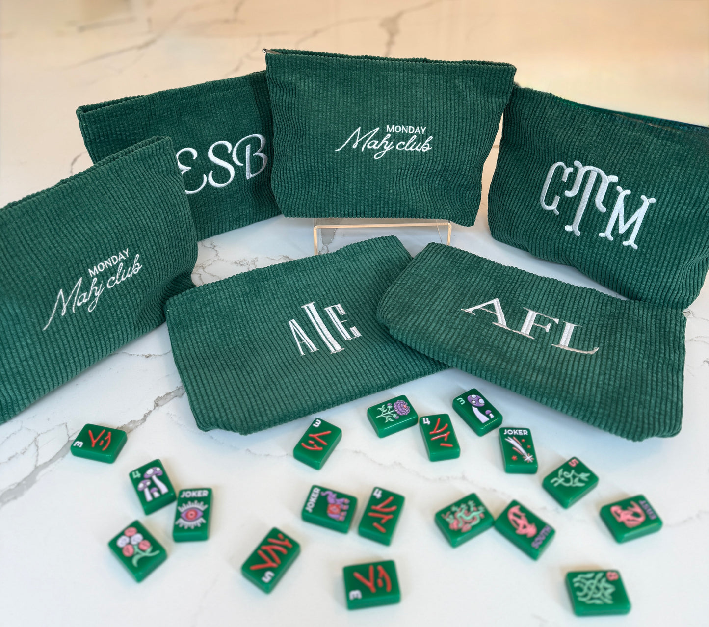 Mahjong Zipper Pouch - Monogram ADD ON (ONLY for Rocky Mountain Mahjong League Members)