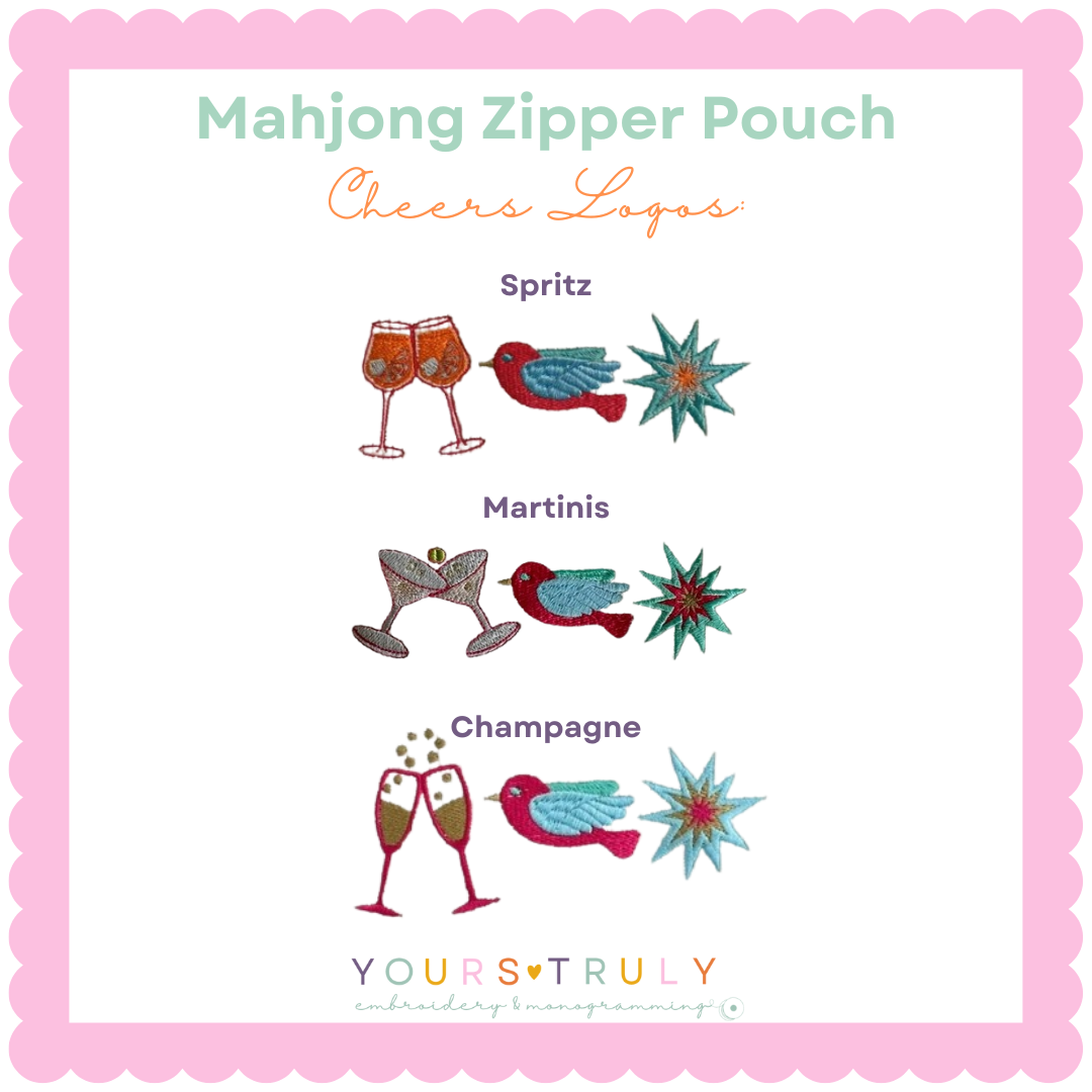 Mahjong "Cheers, Bird, Bam" Zipper Pouch WITH INITIALS