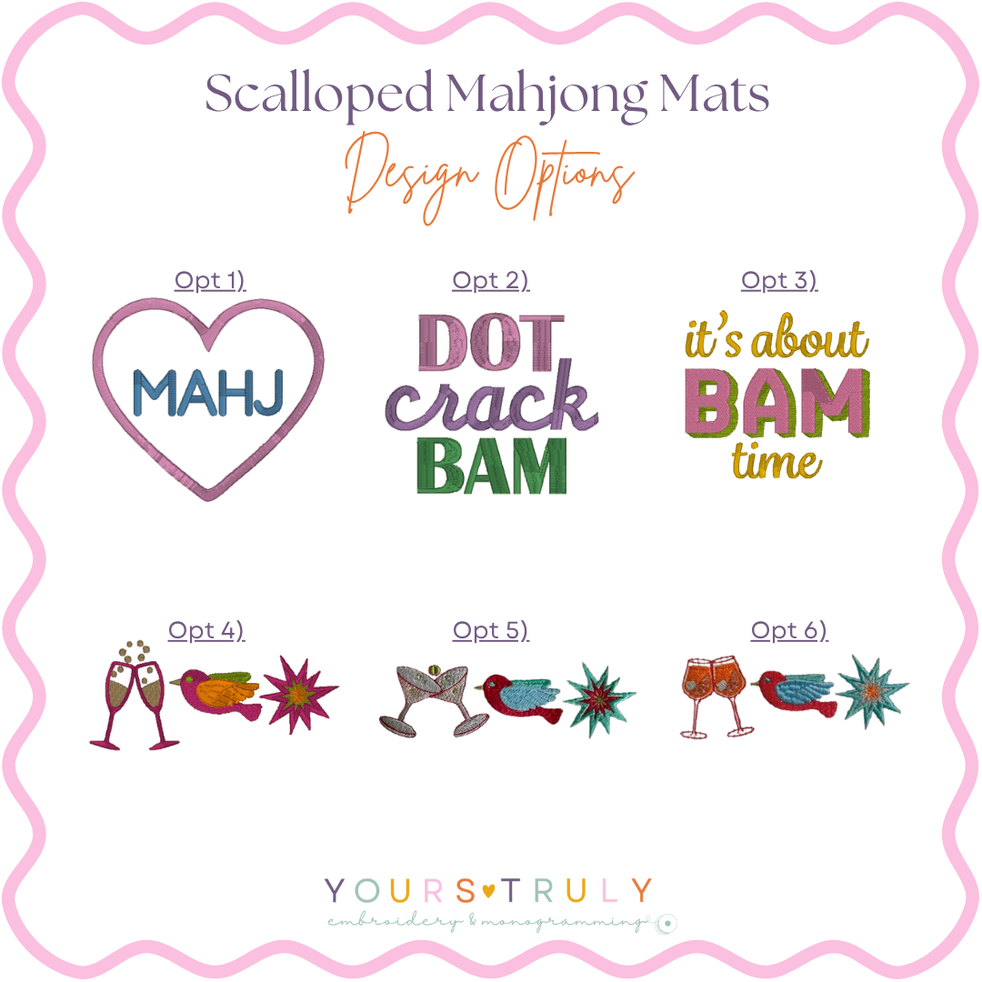 Scalloped Monogrammed Mahjong Mat