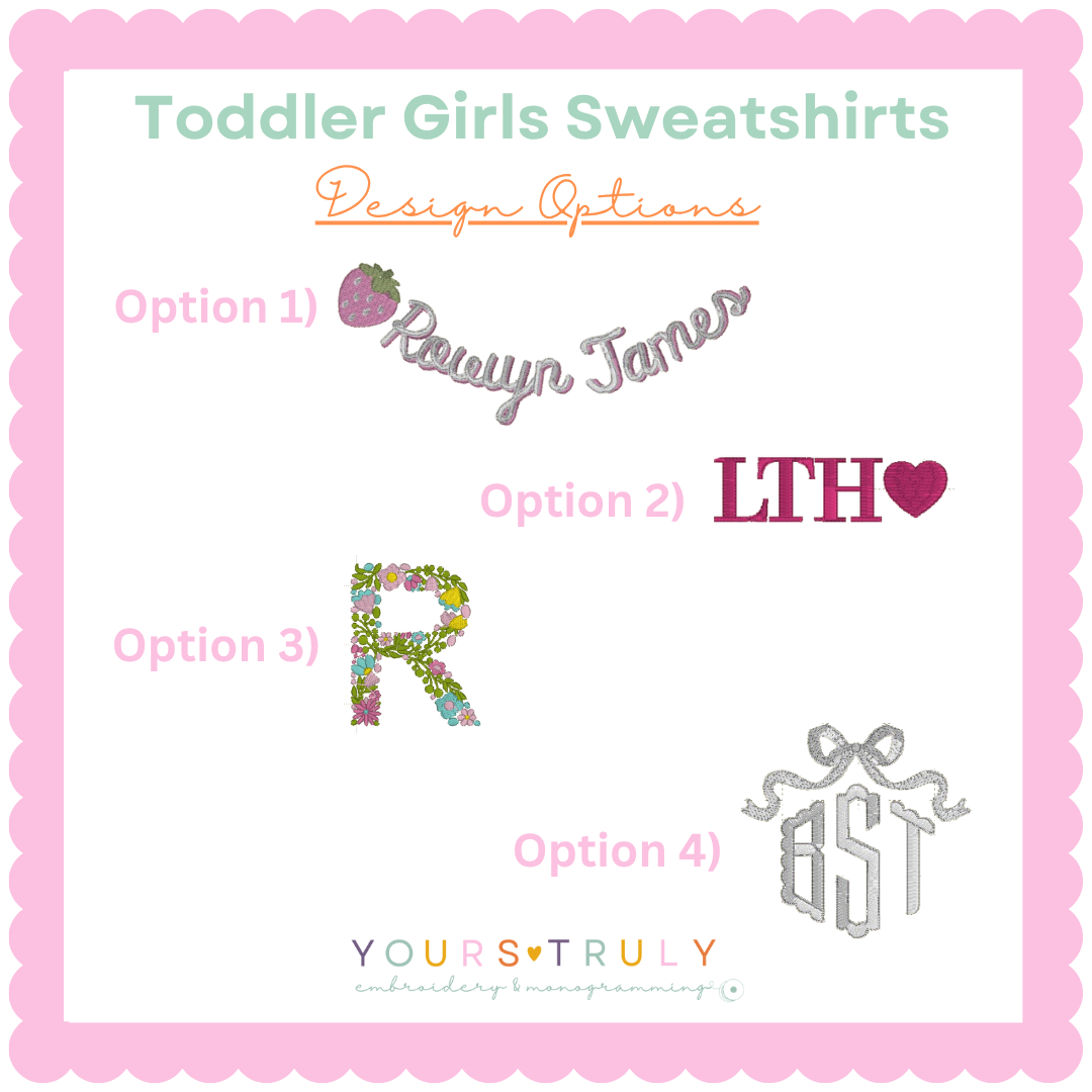 Monogrammed Girls Toddler Fleece Crewneck Sweatshirt