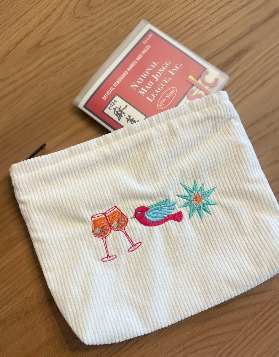 Mahjong "Cheers, Bird, Bam" Zipper Pouch WITH INITIALS