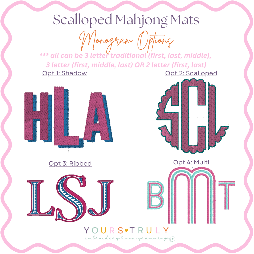 Tropical Scalloped Monogrammed Mahjong Mat