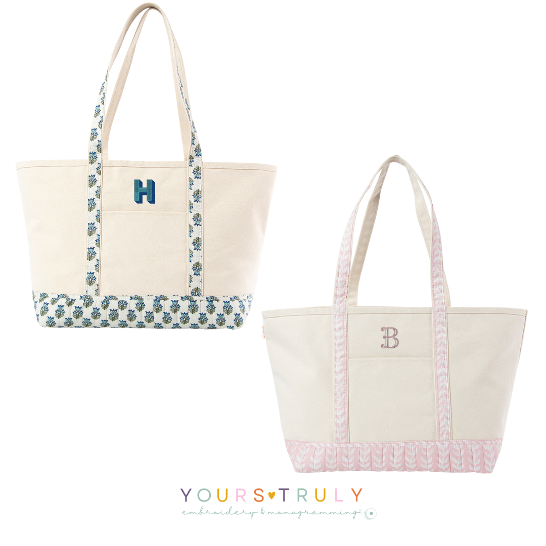 Monogrammed Block Print Canvas Tote