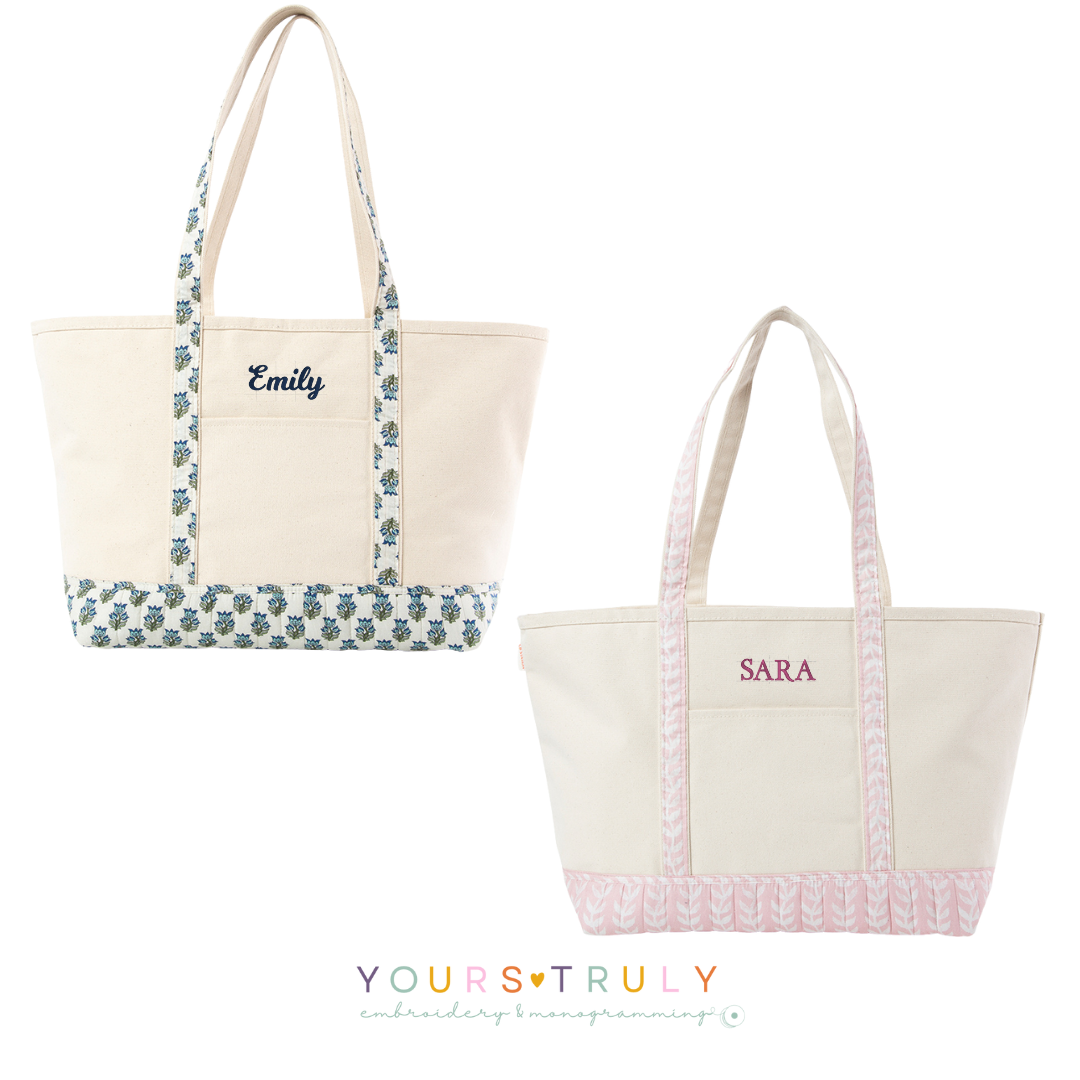 Monogrammed Block Print Canvas Tote