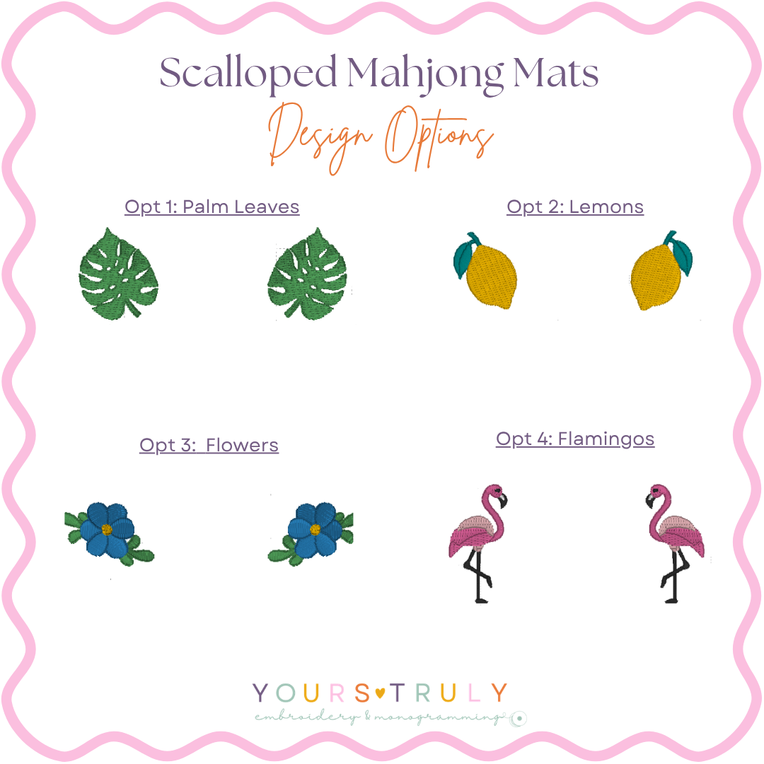 Tropical Scalloped Monogrammed Mahjong Mat