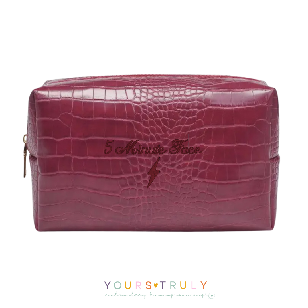 Vegan Leather Croc Cosmetic Case