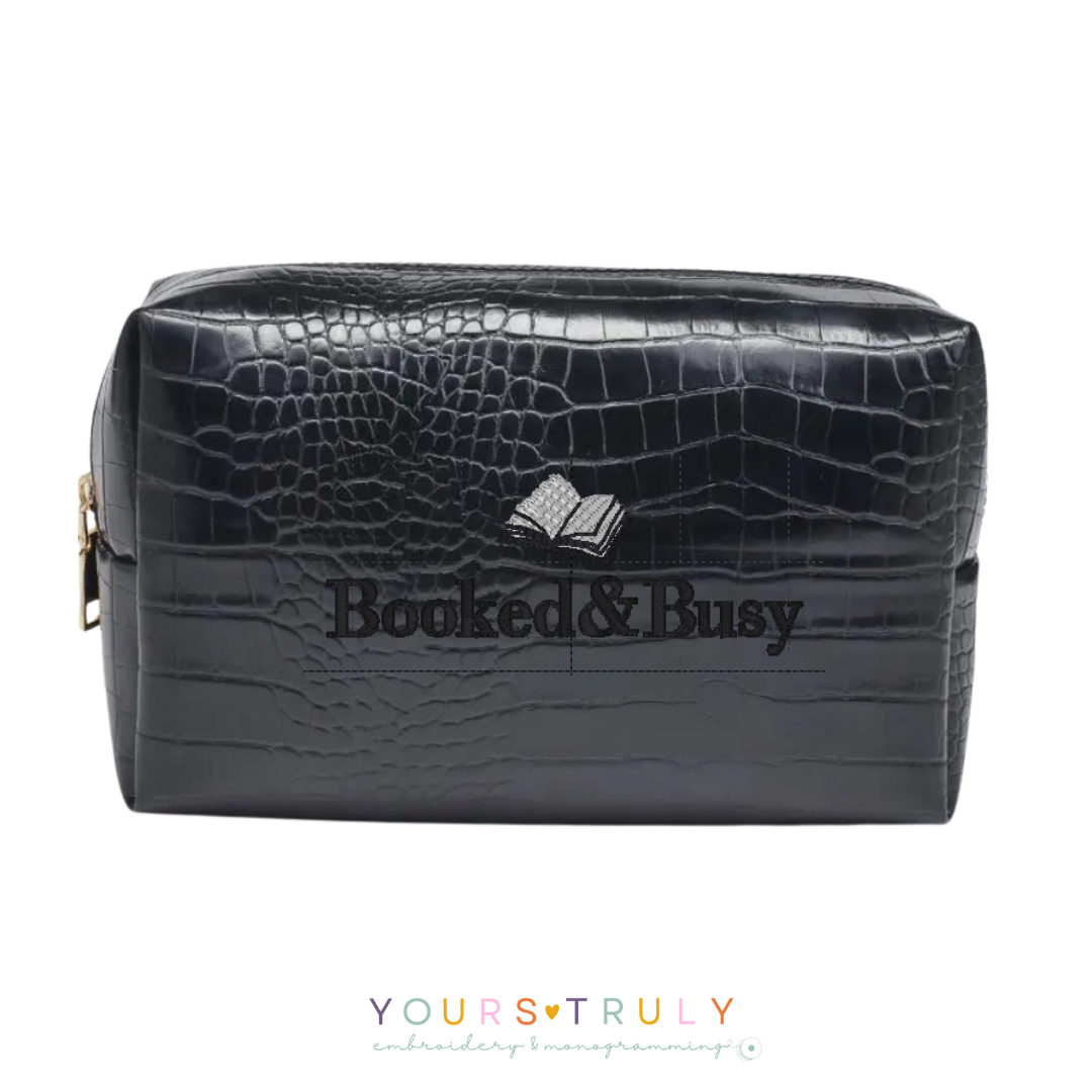 Vegan Leather Croc Cosmetic Case