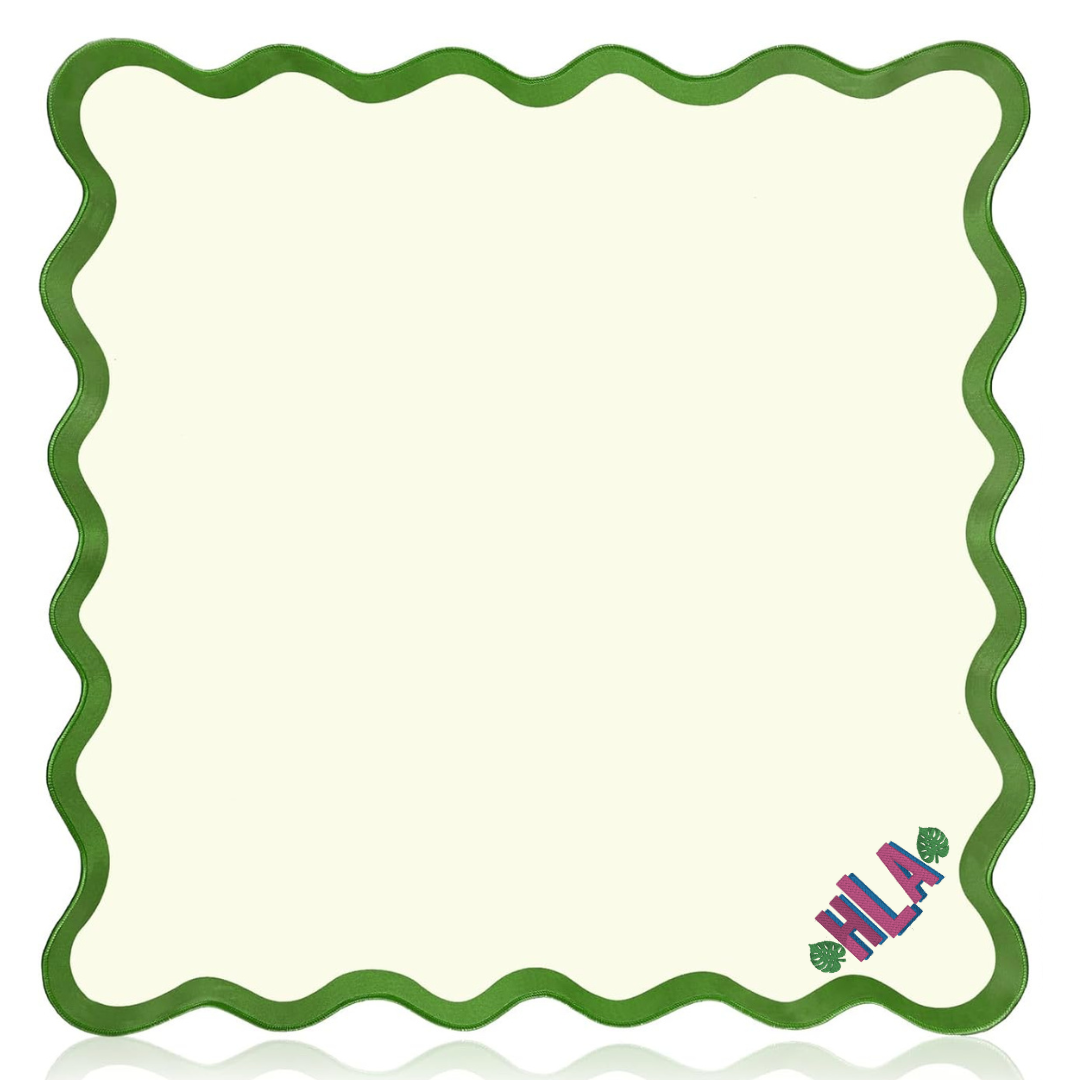 Tropical Scalloped Monogrammed Mahjong Mat