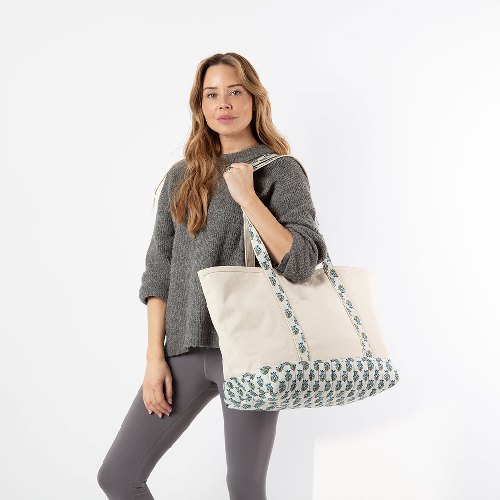 Monogrammed Block Print Canvas Tote