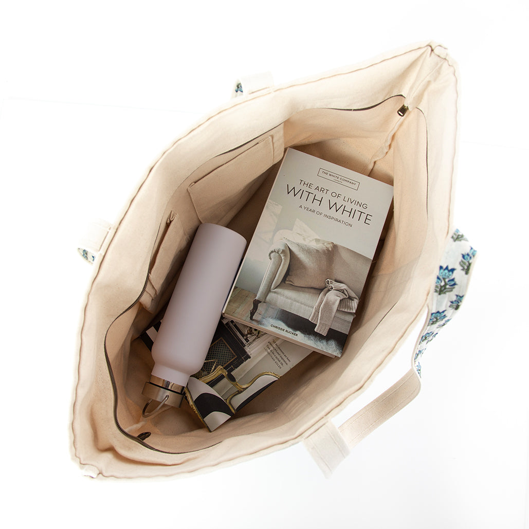 Monogrammed Block Print Canvas Tote