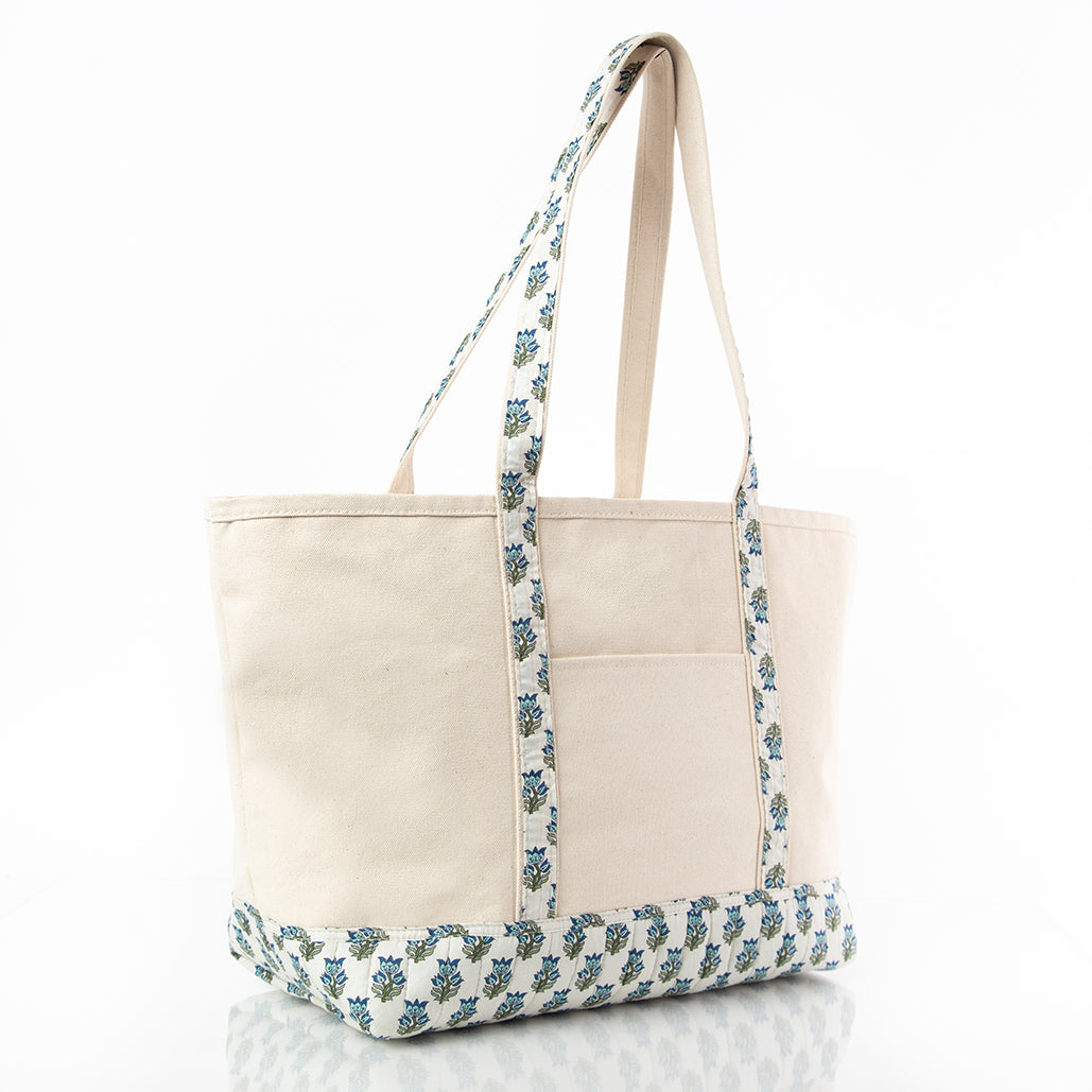 Monogrammed Block Print Canvas Tote