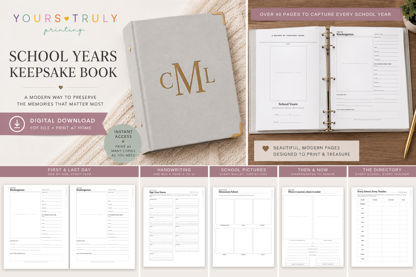 The School Years Keepsake Book | Printable Digital Download