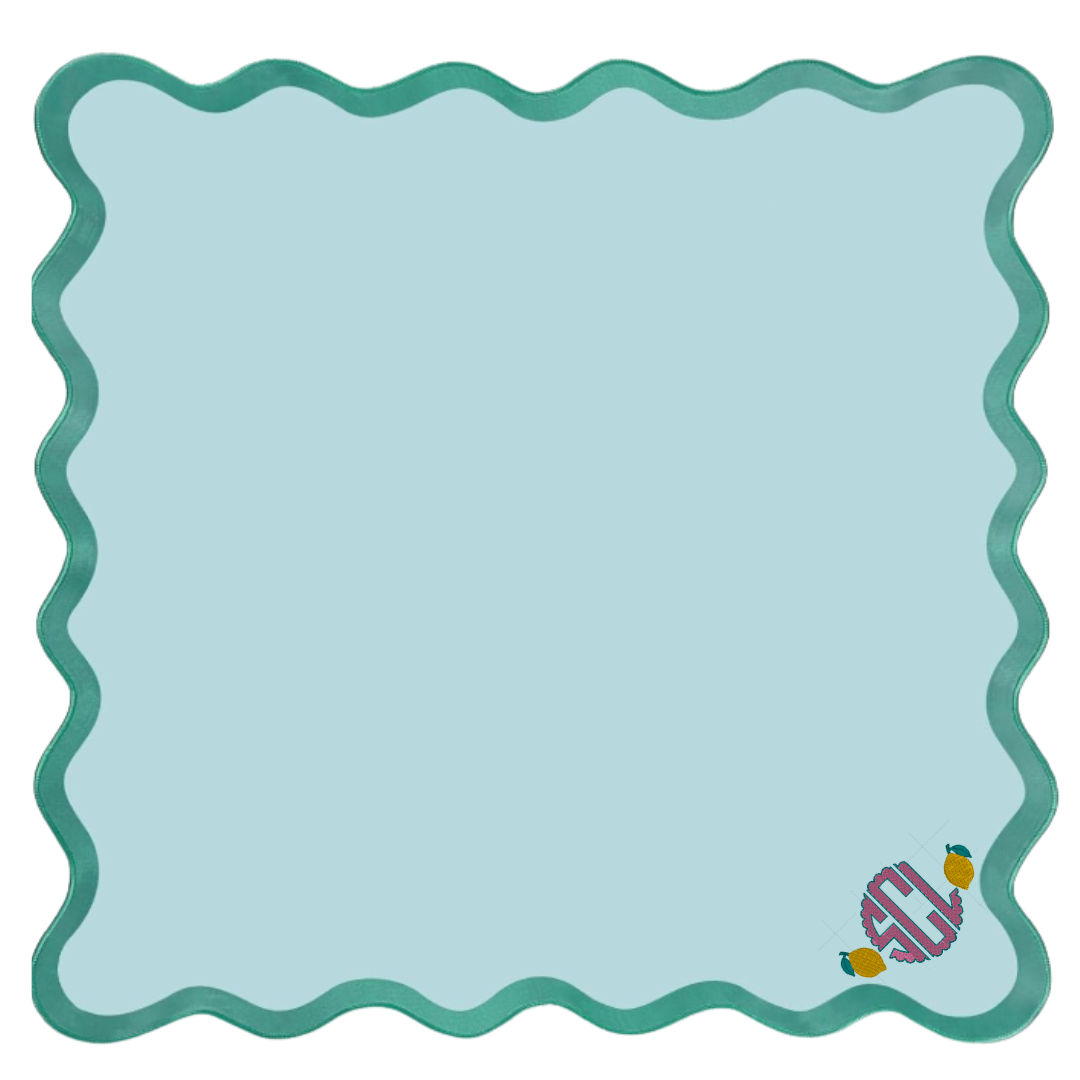 Tropical Scalloped Monogrammed Mahjong Mat