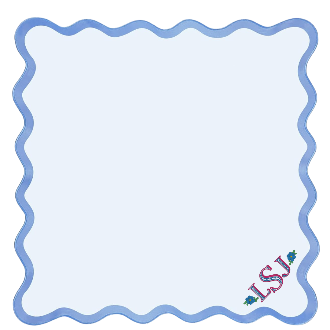 Tropical Scalloped Monogrammed Mahjong Mat