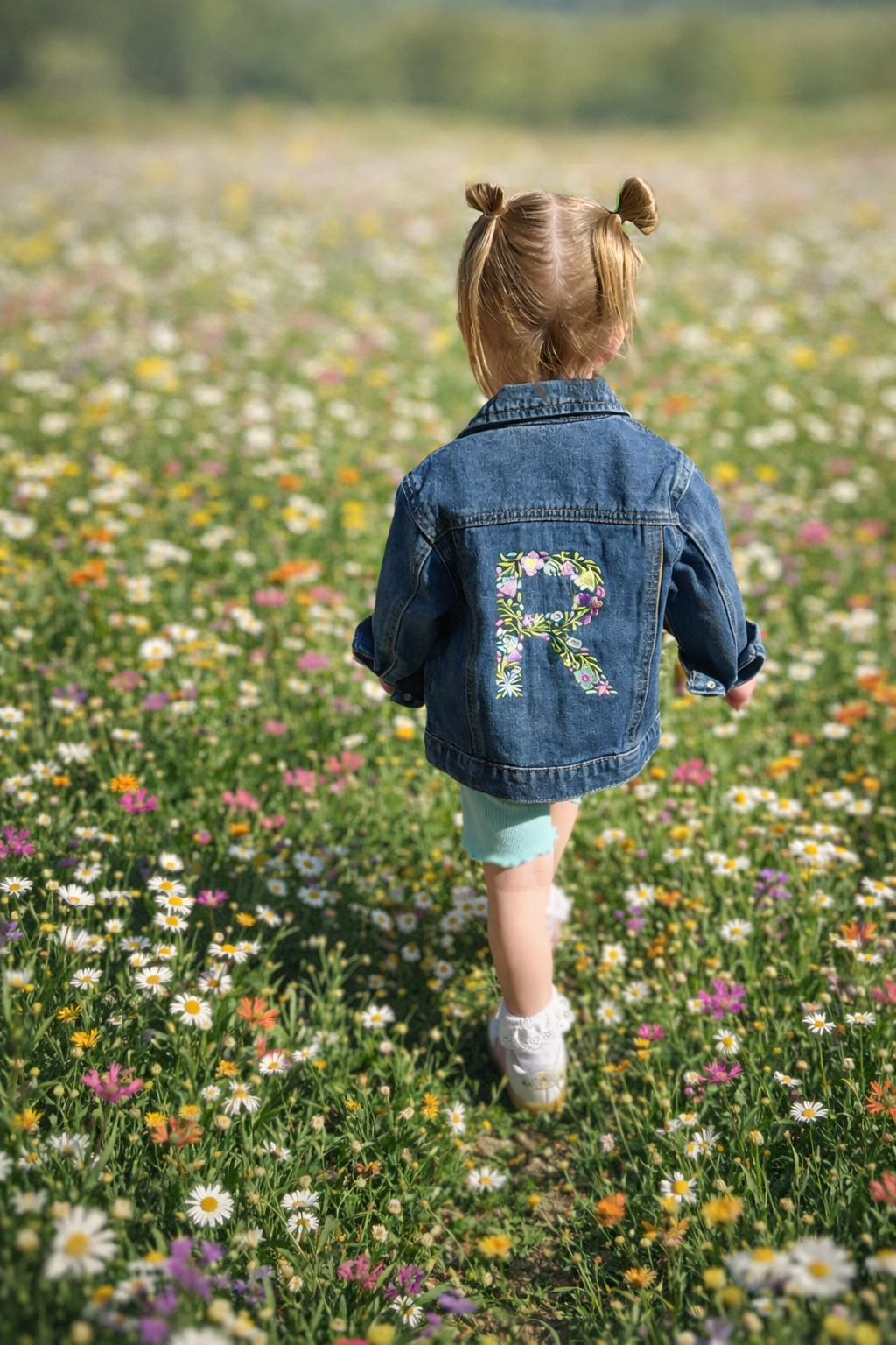 Baby/Toddler Floral Initial Jean Jacket