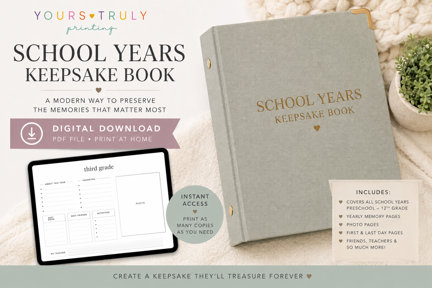 The School Years Keepsake Book | Printable Digital Download
