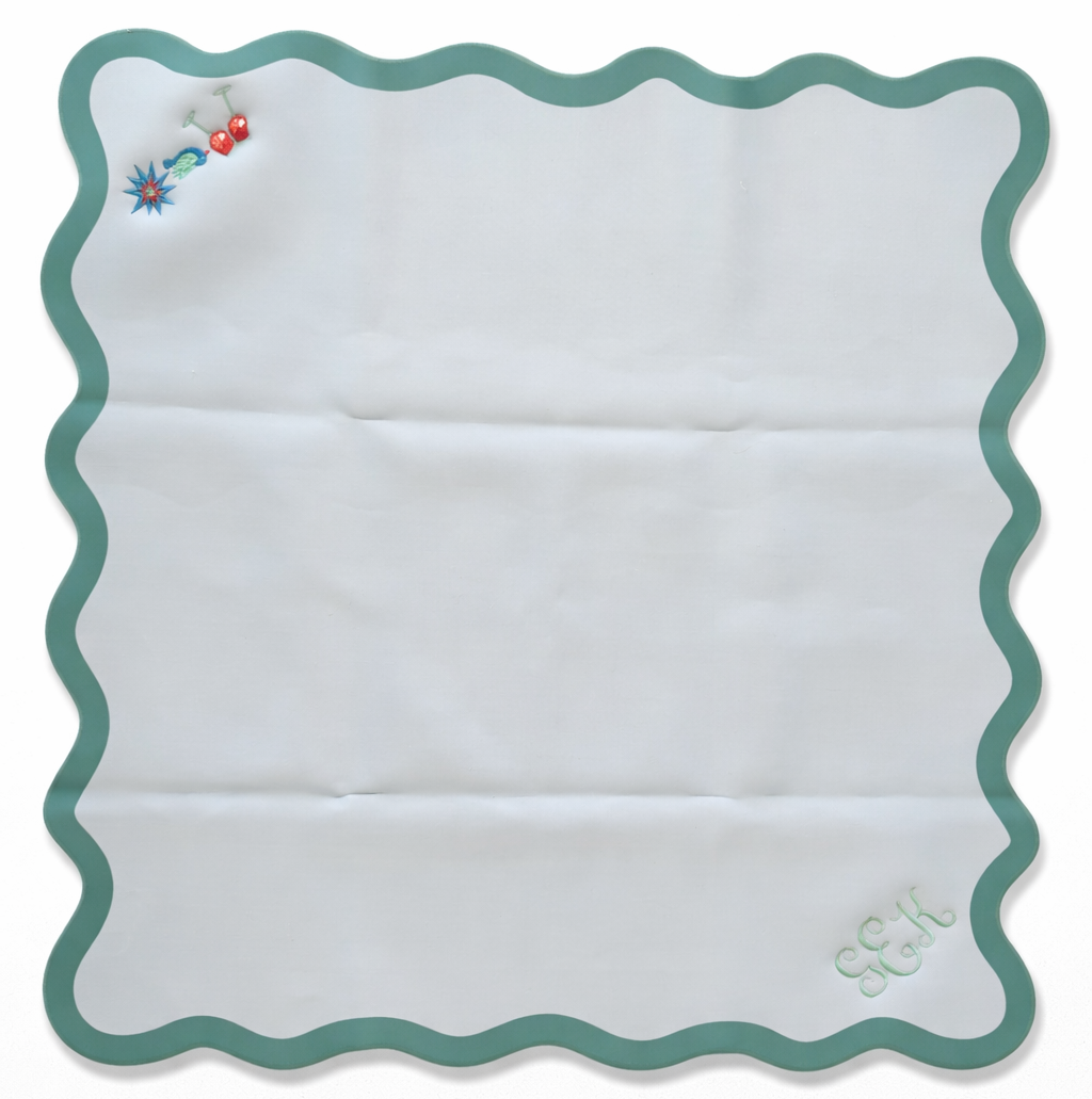 Scalloped Monogrammed Mahjong Mat