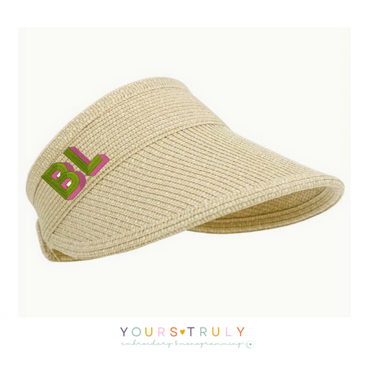 Monogrammed Packable Straw Visor