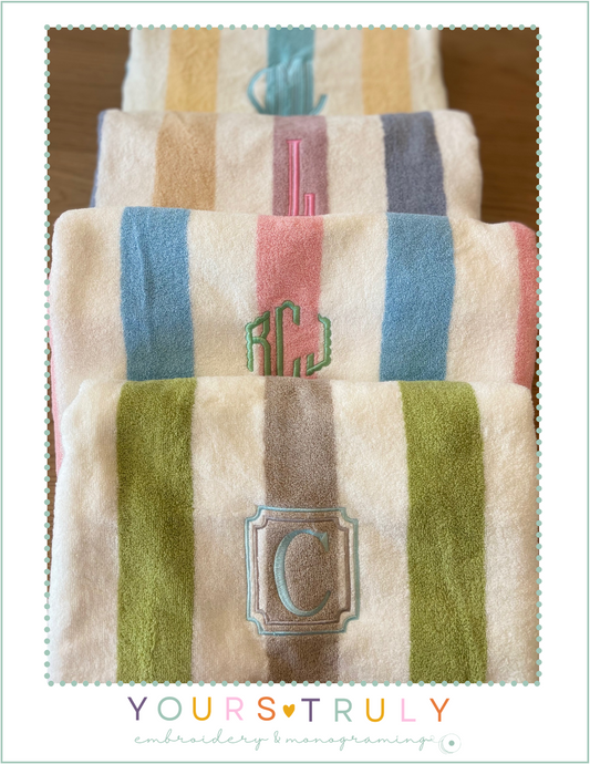 Custom Embroidered Beach Towel- Monogram/Initial(s)