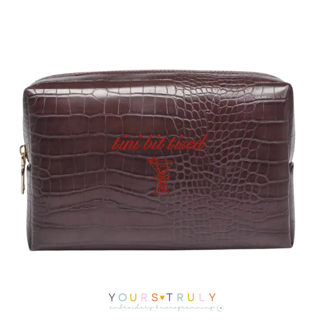 Vegan Leather Croc Cosmetic Case