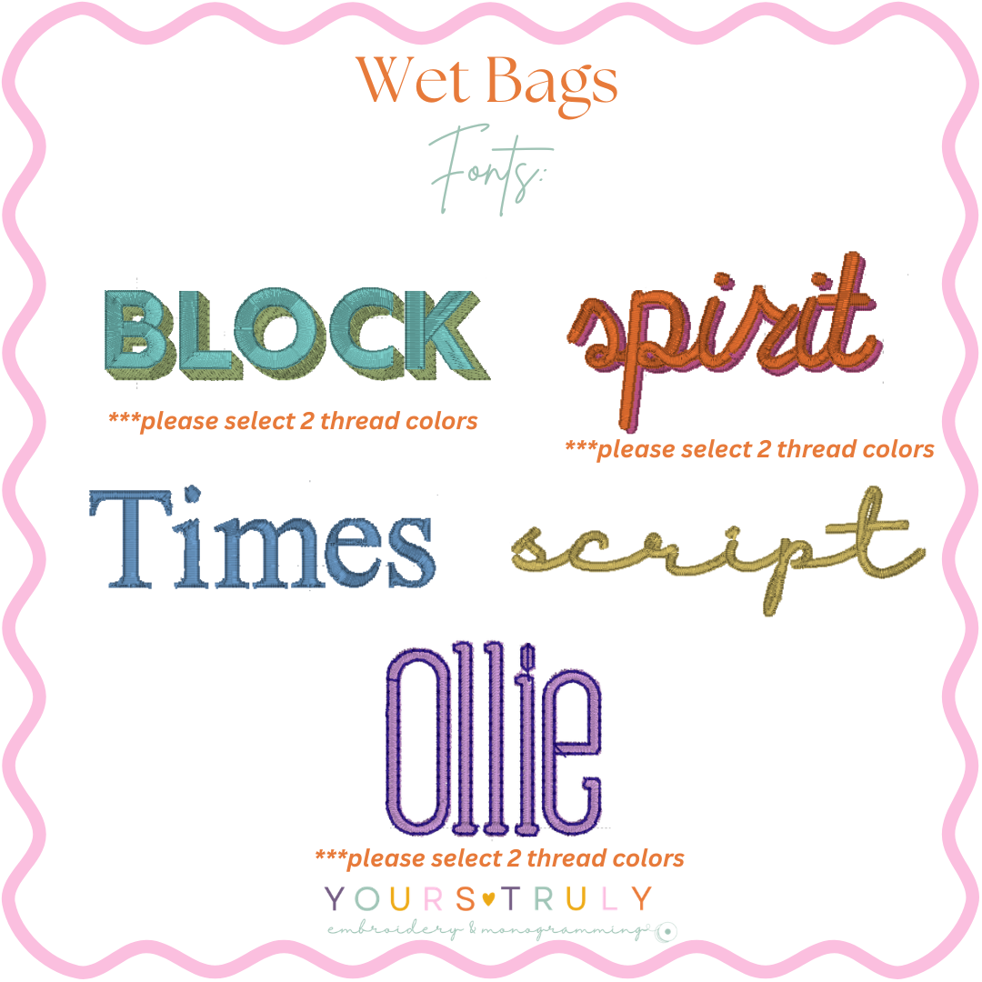 Embroidered Wet Bags