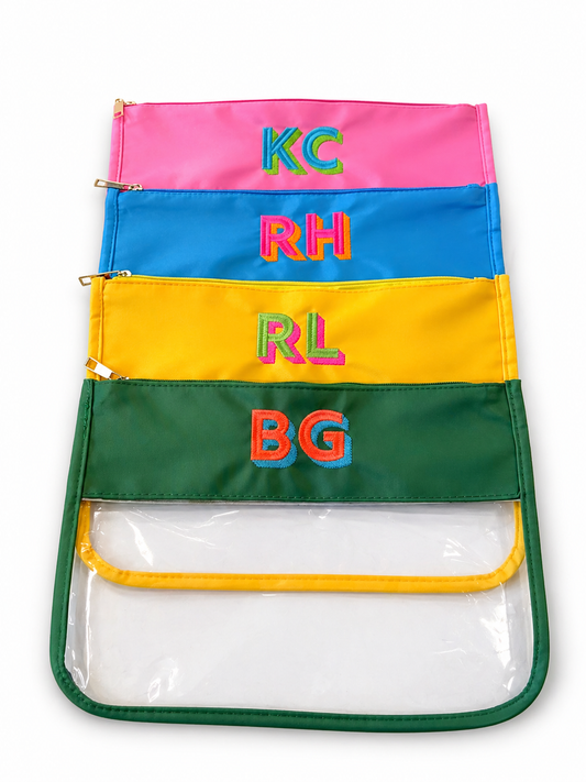 Monogrammed Vinyl Zipper Pouch