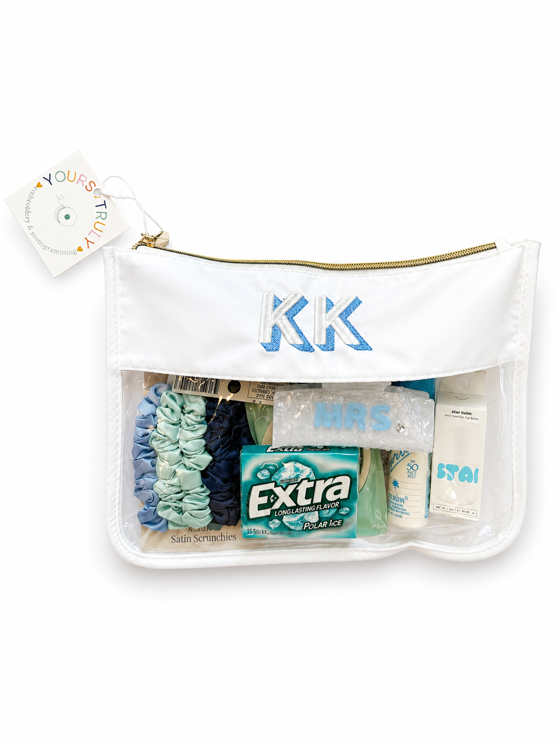 Monogrammed Vinyl Zipper Pouch